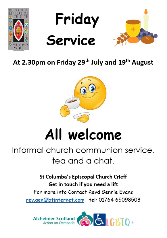 Friday Service for the elderly and vulnerabl in Crieff.